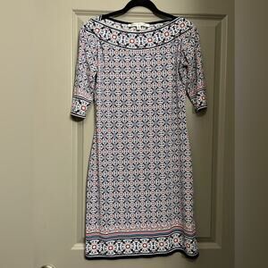 Max Studio Blue and Red Patterned Dress Like New